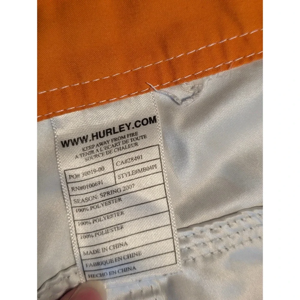 Hurley Mens‎ Plaid Board Shorts Green Orange Plaid Swim Trunks Size 34-36